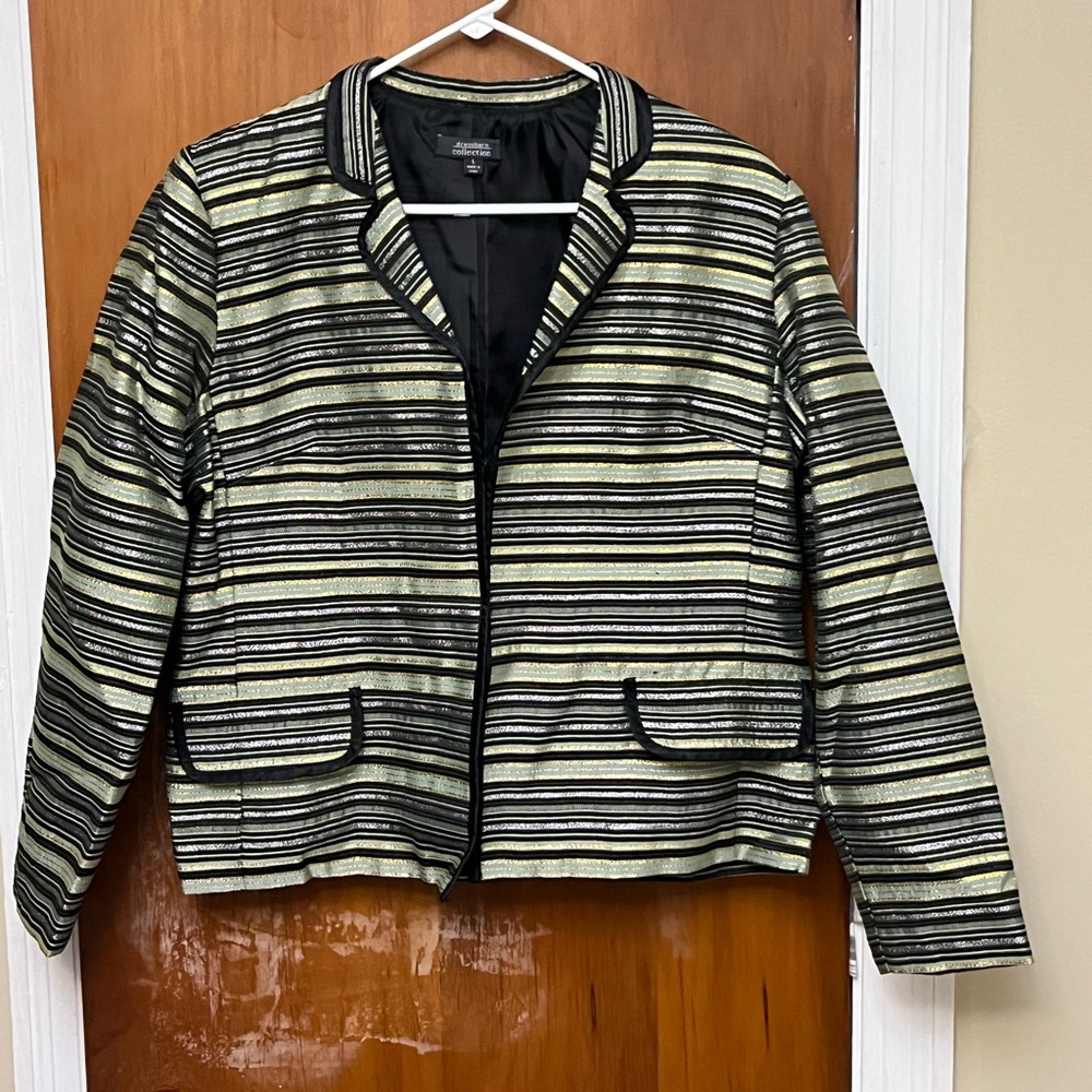Dressbarn Black and Gold Striped Blazer with black lining. Great condition L